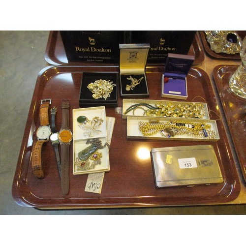 153 - Selection of Silver and Other Jewellery, Watches, Silver Plated Cigarette Case etc

PLEASE NOTE THE ... 