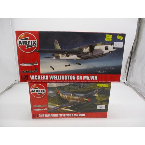 63 - Two Airfix Kits, Wellington and Spitfire