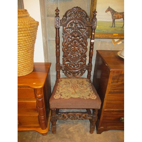 733 - Jacobean Style Carved Oak Hall Chair