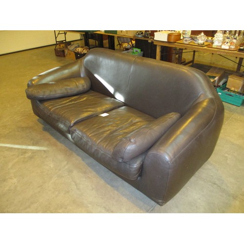 746 - Habitat Brown Leather Settee