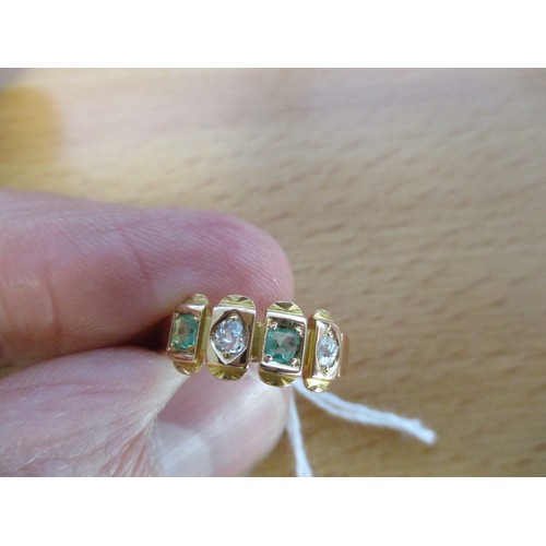 513 - 1878 Victorian 15ct Gold Emerald and Diamond Ring