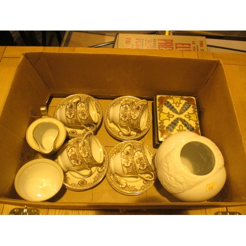 108 - Box with Noritake Coffee Set, Gouda Box and Rosenthal Vase