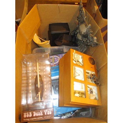 156 - Box with USB Desk Vac, Jewel Box, Metal Plaque etc