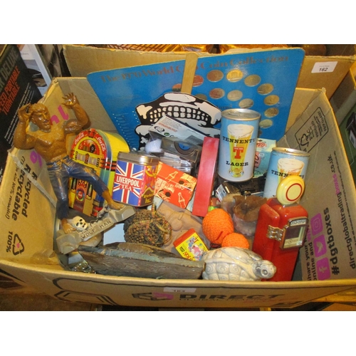 163 - Box with Tennents Tins and Other Collectables