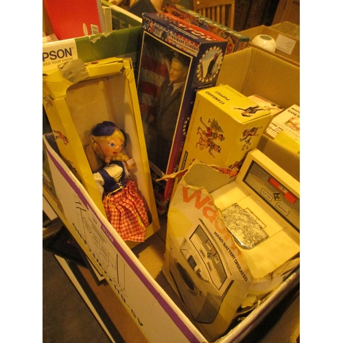 167 - Two Pelham Puppets, Clinton Doll and Dolls Washing Machine