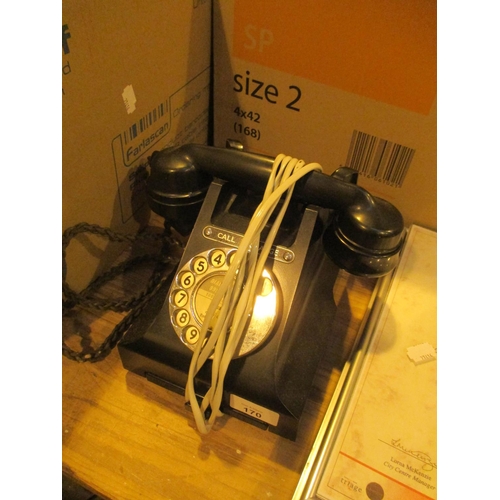 170 - Vintage Black Bakelite Telephone