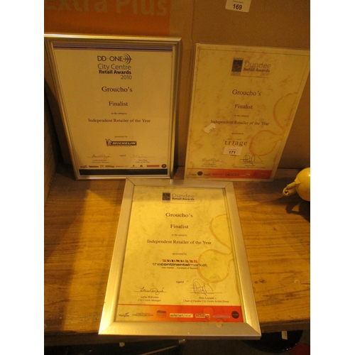 171 - Three Grouchos Independent Retailer of The Year Certificate