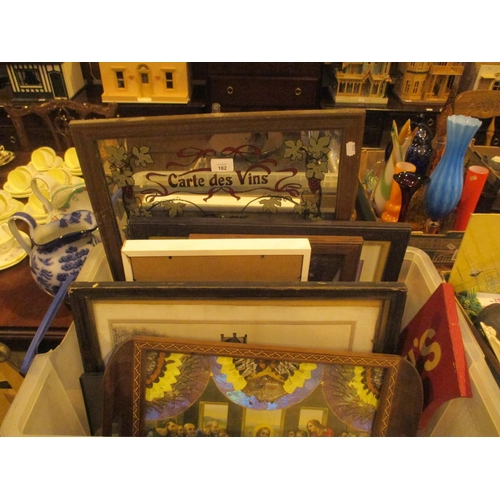 182 - Box with Mirror, Pictures, Butterfly Wing Tray etc