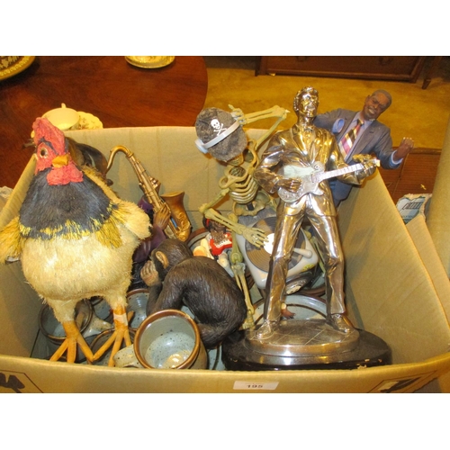 195 - Box with Jazz Band Figures, Coffee Wares etc