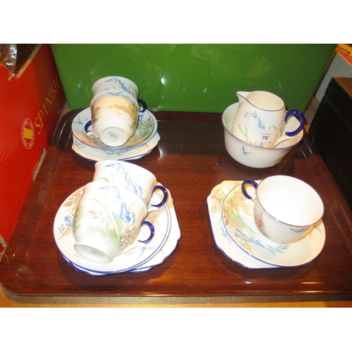 76 - Shelley Printed and Painted 17 Piece Tea Set