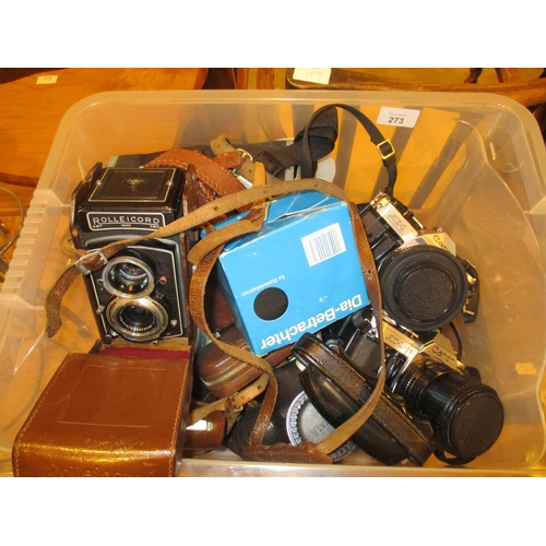 273 - Rolleicord Camera, Canon AT1 and AE1 Cameras, Other Cameras and Accessories