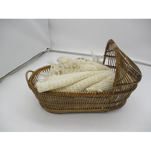 496 - Dolls Wicker Cradle, 36cm