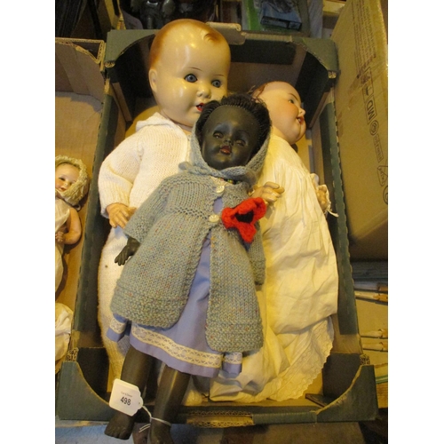 498 - German Bisque Head Doll (cracked), Composition Doll and Another Doll