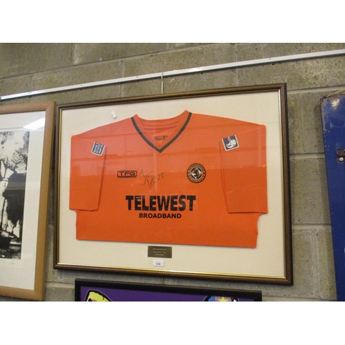 518 - Framed Dundee United Football Shirt Signed by Jim Paterson, Season 2001-2002 for Grouchos