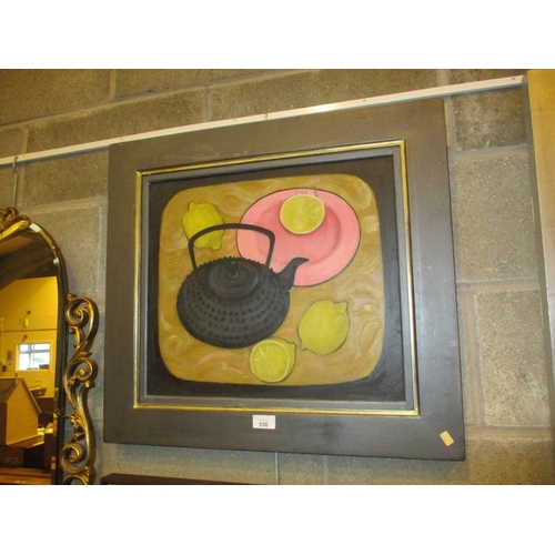 536 - Frances Margaret Beck, Oil on Canvas, Black Teapot, 39x45cm (Frances Beck was part of the jewellery ... 