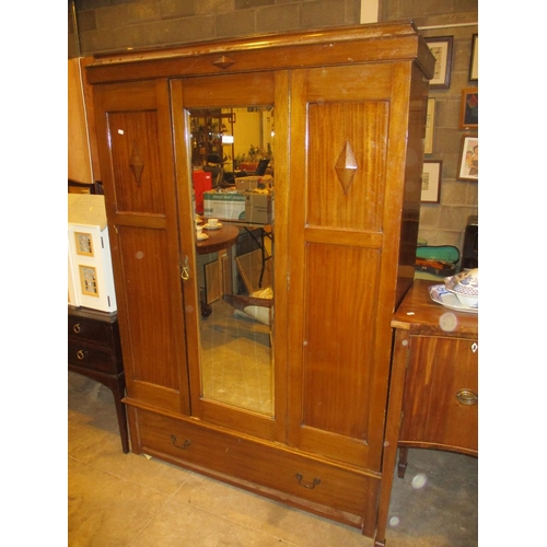 637 - 1920's Mahogany Mirror Door Wardrobe, 120cm