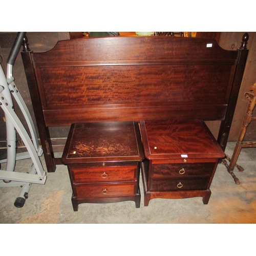 644 - Pair of Stag Minstrel Bedside Chests and Headboard