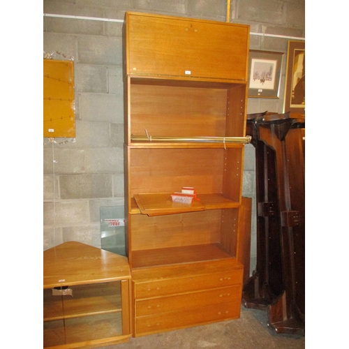 654 - Mid 20th Century Teak 3 Bay Ladderax Unit