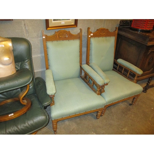 663 - Pair of Late Victorian Oak Parlour Chairs