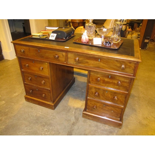 684 - Victorian Mahogany Double Pedestal Desk, 125x70cm