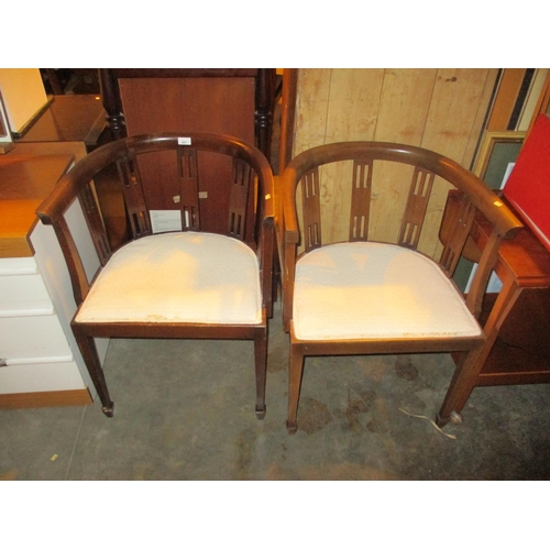 691 - Pair of Horseshoe Back Occasional Arm Chairs