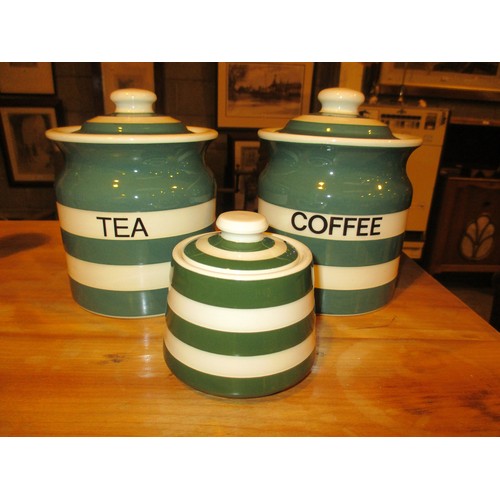 150A - T G Green Tea and Coffee Storage Jars and Sugar Box