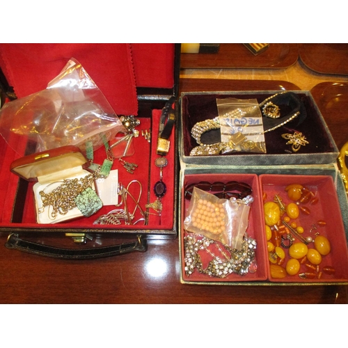 151 - Two Boxes of Jewellery Including a Ladies Omega Watch, Guard Chain and a Charles Horner Silver and S... 