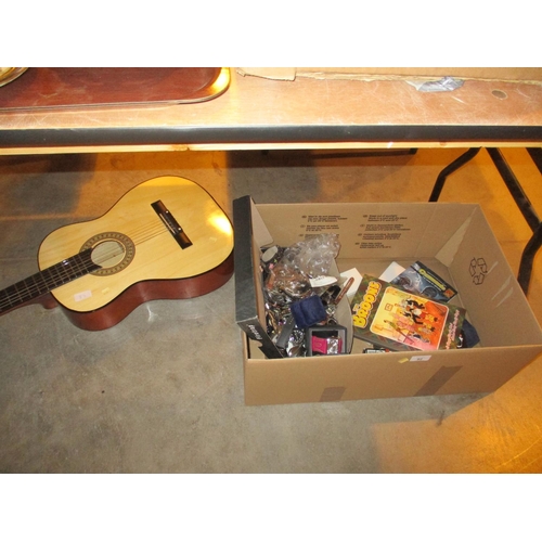 82 - Acoustic Guitar and Box of Collectables