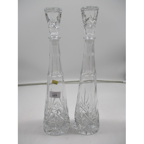 177 - Pair of Conical Crystal Decanters