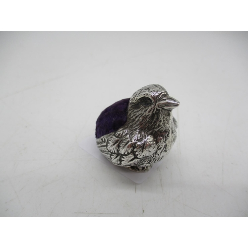 200 - Sampson & Mordan Antique Silver Chick Pin Cushion, Chester 1905