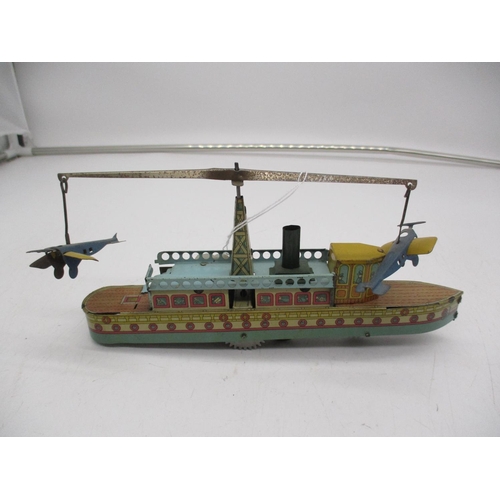 201 - Tin Toy Boat with Aeroplanes, Spanish Circa 1925-1930