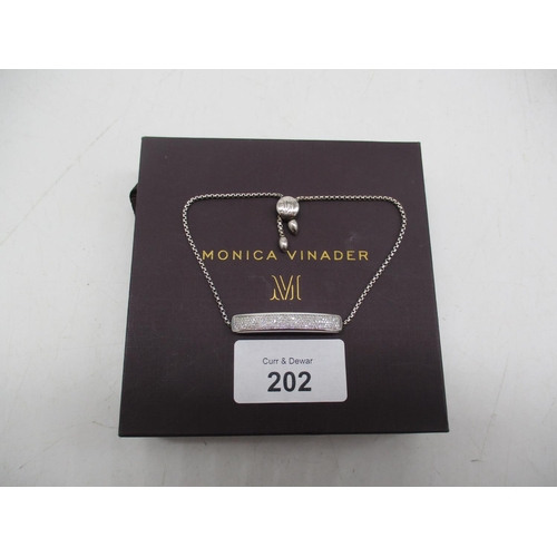 202 - Monica Vinader Silver and Diamond Adjustable Bracelet with Hallmark Stamp of British Assay Office