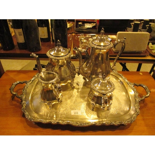 213 - Silver Plated 4 Piece Tea Service with Tray