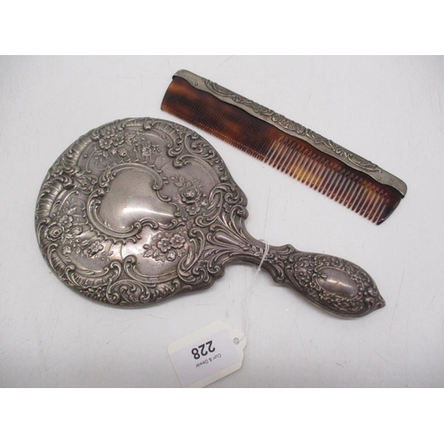 228 - Sterling Silver Back Comb and a Hand Mirror