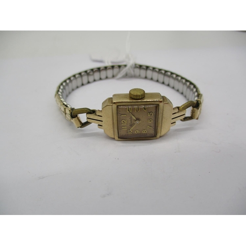 286 - Art Deco 9ct Gold Nivada Wristwatch with Plated Expanding Bracelet