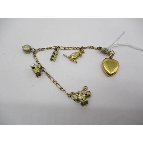 308 - Edwardian 9ct Gold Charm Bracelet and Various Charms, 15g gross (including 3 silver gilt charms)