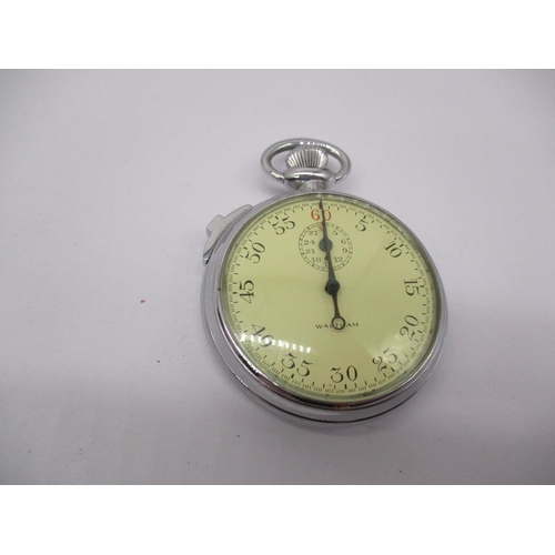 315 - Waltham Military Issue Chrome Stopwatch with War Dept. Logo to Reverse