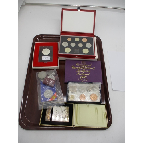 317 - Cased Silver Presentation Plaque, Silver Proof Coin and Cased Proof Coin Sets