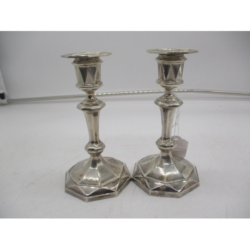 329 - Pair of Antique Style Silver Candlesticks, London 1922 by Mappin & Webb, 15cm