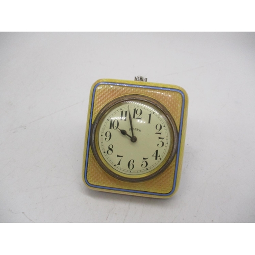 341 - Continental Silver and Enamel Bedside Clock