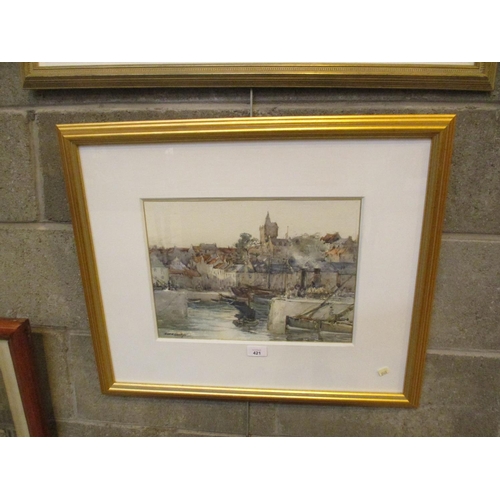 421 - Andrew Gamley, Watercolour, Pittenweem Harbour, 27x37cm