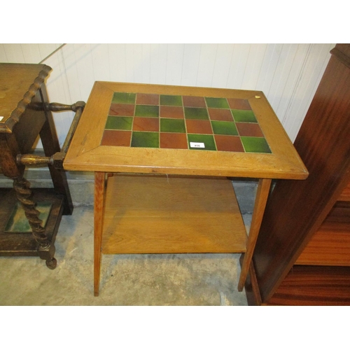 456 - Arts and Crafts Oak and Tiled Top Occasional Table