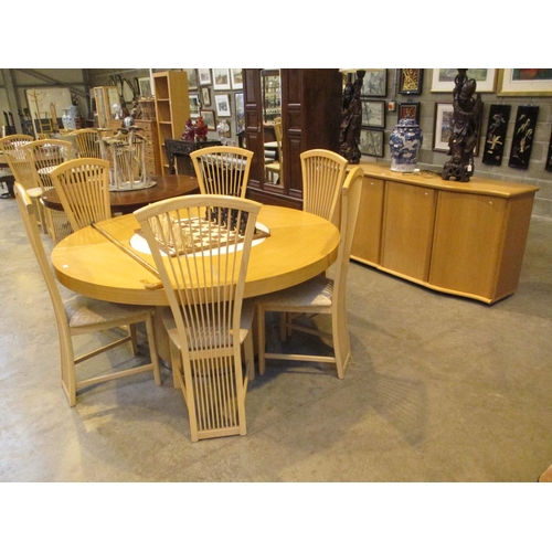 510 - Skovby Light Wood Sideboard, Circular Dining Table and 6 Chairs