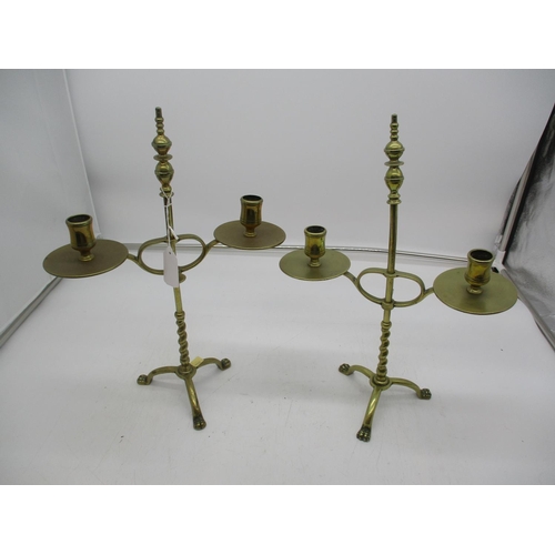 103 - Pair of Brass Tripod Candlesticks