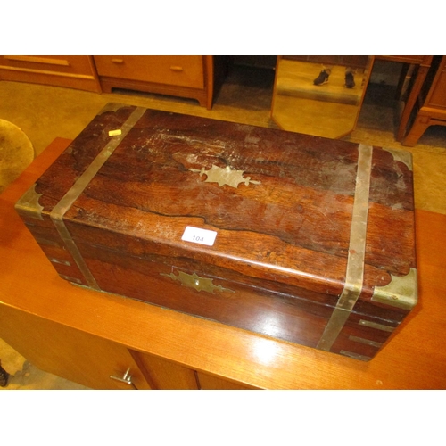 104 - 19th Century Rosewood and Brass Writing Box