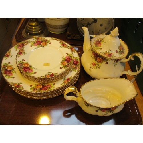 151 - Royal Albert Old Country Roses Tea Pot, Sauce Boat and Plates