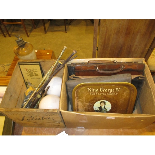 163 - Two Boxes with Chanter, Whisky Tray, Music Cases etc