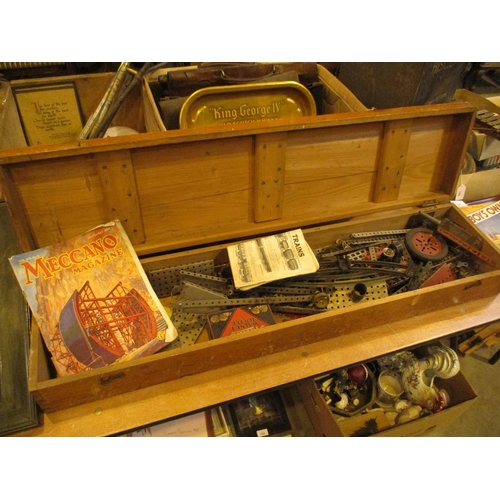 164 - Wooden Box with Meccano