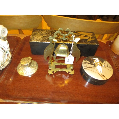 170 - Japanese Inkwell, Table Bell, Trinket and Glove Boxes