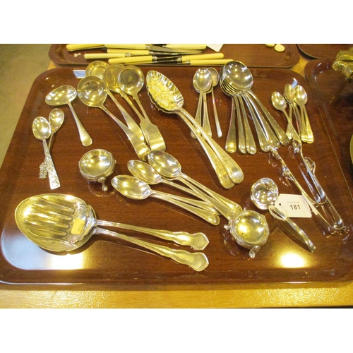 181 - Pair of Victorian Silver Plated Berry Spoons and Other Cutlery